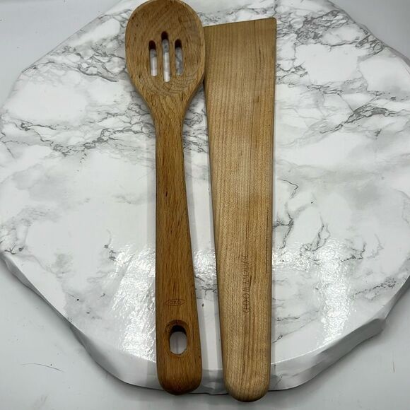 EARLYWOOD Wooden Spatula and OXO Slotted Wooden Spoon - Picture 1 of 2